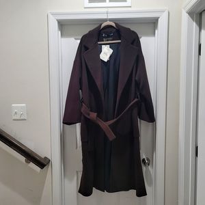 Zara Belt Italian Wool Coat Oversize (Nwt)
